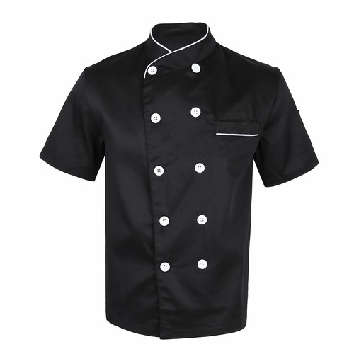 Chef Coat Jacket Unisex Kitchen Short Sleeve Cooker Work Restaurant Uniform - Picture 3 of 47