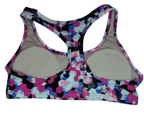 SPEEDO Womens Festival Fuchsia Blue Black Racerback Bikini Swim Top Size Medium - Picture 8 of 9