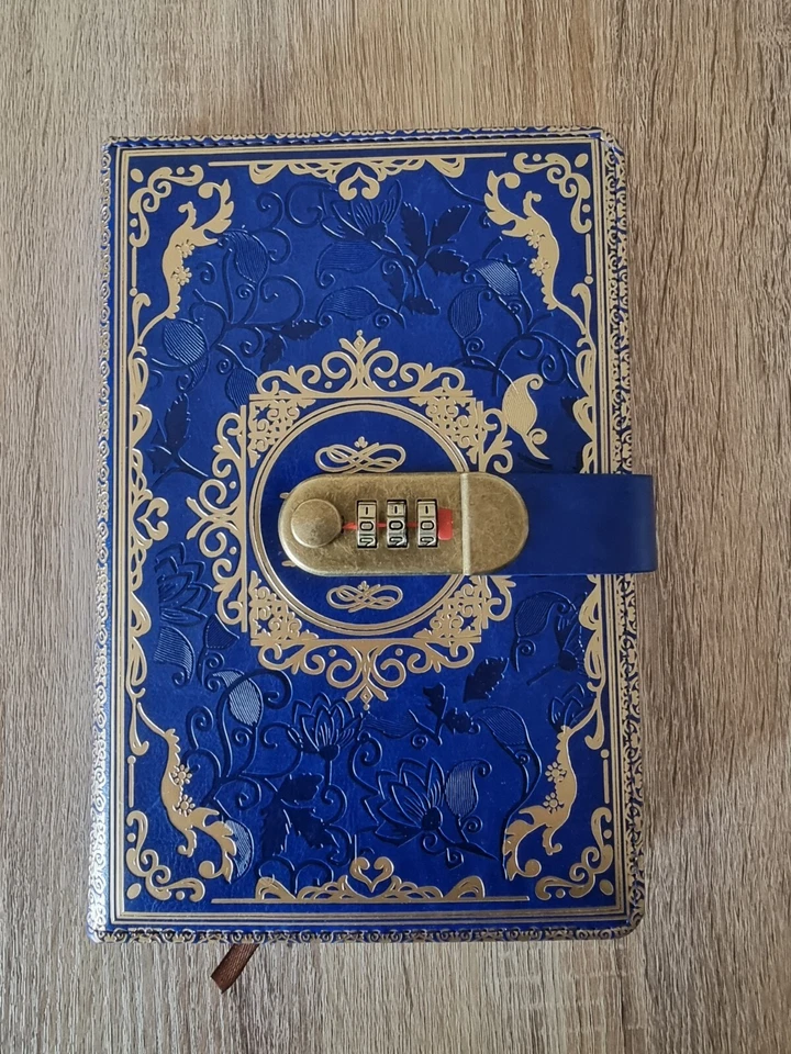 Notizbuch, Tagebuch mit Schloss, liniert, Journal A5, blau lila grün rot grau - Bild 2 von 4