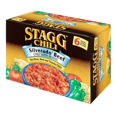 Stagg Silverado Beef Chili with Beans 15 Oz, 6 Pack - Hearty & Delicious.