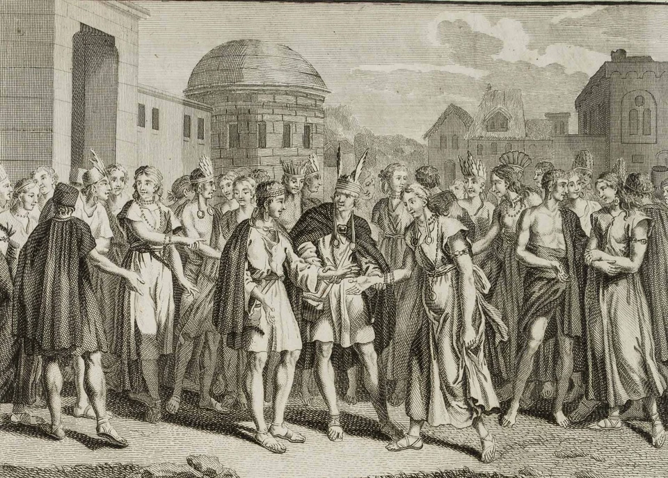 B. PICART (1673-1733), Die Blutsheirat der Inkas,  1723, Kupferstich Barock - Bild 3 von 4