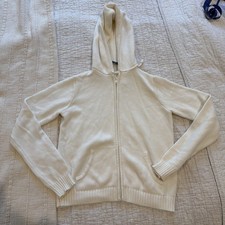 Brandy Melville Alana cream Sweater Hoodie Full Zip Pocket Front nwot