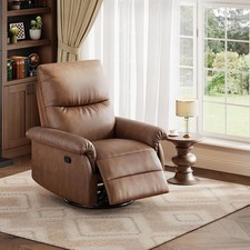 Manual Recliner Chairs 360  Swivel Rocker Recliner Chair with Padded Armrests