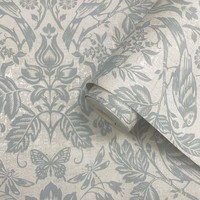 Vinyl Tapete Blau WeißDorn Wiese Floral Damast Laub Texturiert Holden 76000