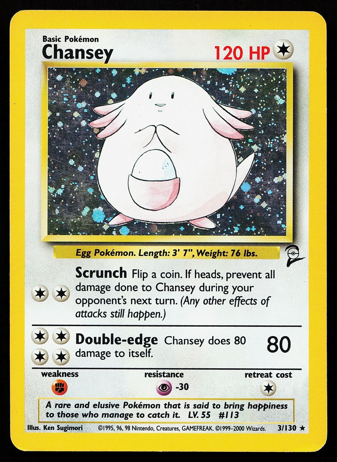 Chansey 3/130 Holo Rare Base Set 2 Pokemon Card