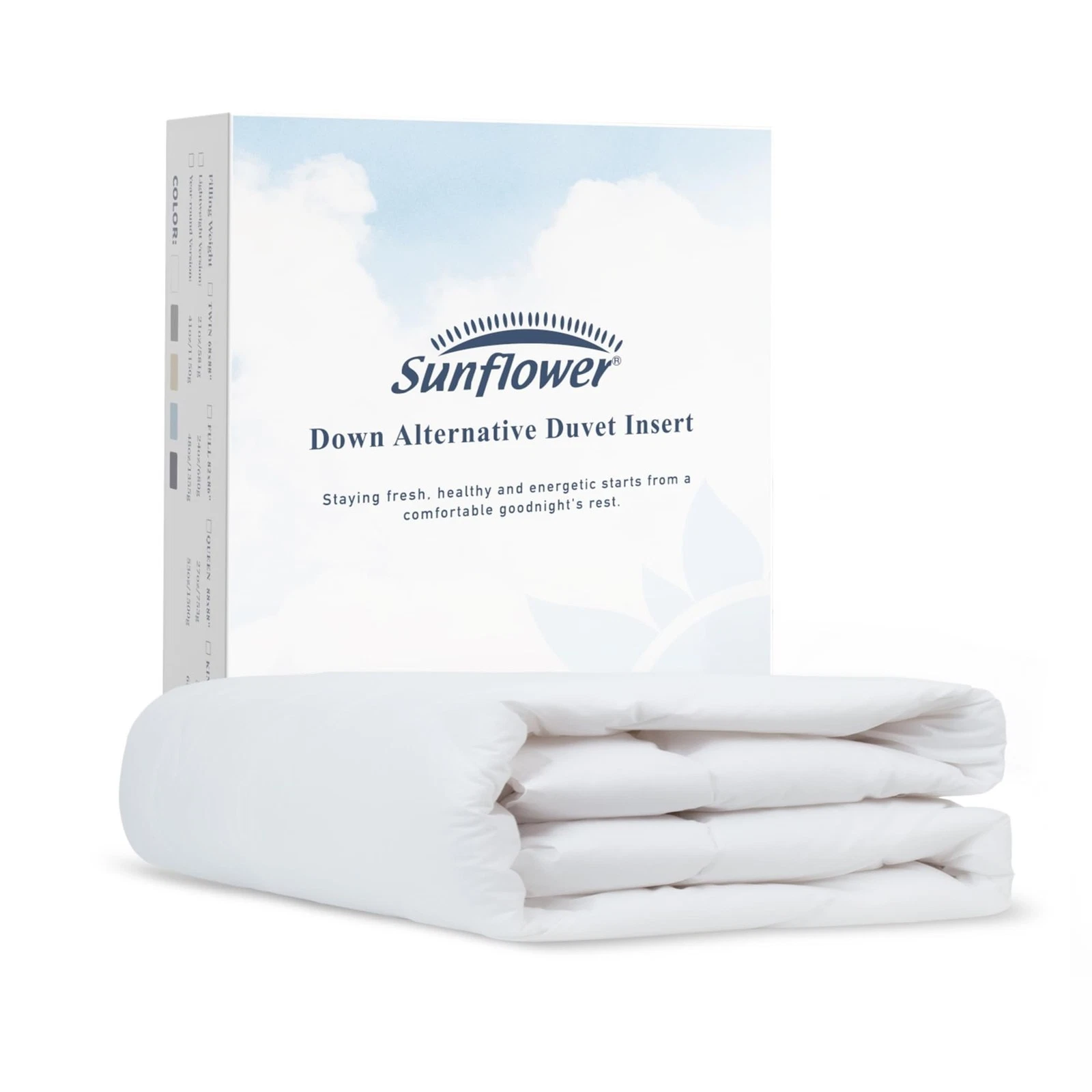 sunflower Comforter Queen Size White Down Alternative Filling 100% Cotton Shell Lightweight Bedding Queen Comforter Blanket for Summer with Corner Tabs Soft Breathable Machine Washable - Thumbnail 3