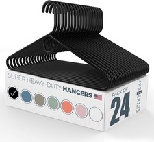 USA-Made Super Heavy-Duty Plastic Hangers Black 12, 18, 24, 30, 24pk,