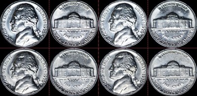 1970 S-D Jefferson Nickels 4 Coin Set B-Uncirculated Condition.