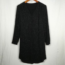 DVF Diane Von Furstenberg Shirley Beaded Dress Long Sleeve Drawstring Waist