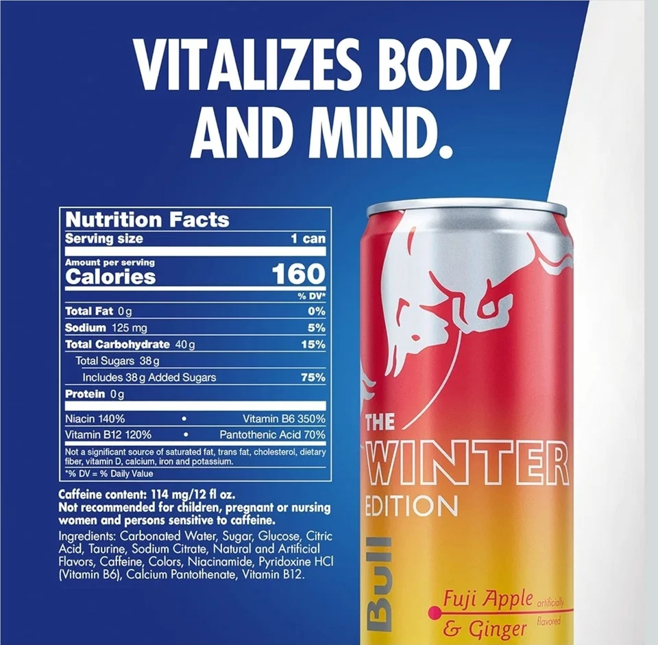 Bebida energética Red Bull Fuji Apple and Ginger edición invierno (24 latas) SELLADA Foto 2 de 4