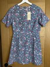 Dancing Leopard Grey Floral Tea Dress Dress 10 BNWT Knee Length Short Sleeve