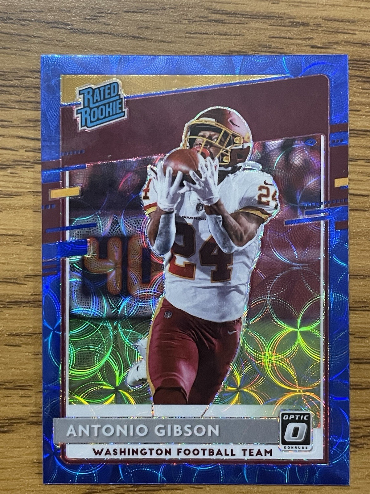 2020 DONRUSS OPTIC BLUE SCOPE PRIZM ROOKIE #185 ANTONIO GIBSON COMMANDERS SHARP!