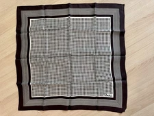 Vintage Paoli Designer Scarf Geometric Brown 23" Square Japan 60s 70s