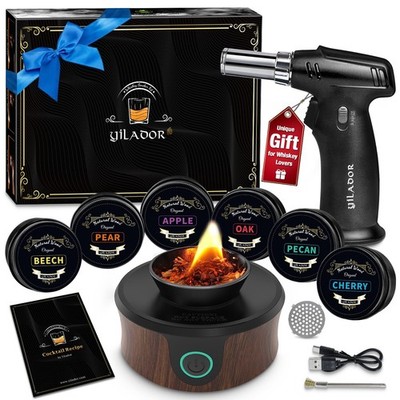 Electric Whiskey Smoker Kit with Torch, Home Bar Gift for Whiskey Lover, 6 Wo...