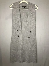 Love Tree Sleeveless Long Sweater Vest Cardivest Size Small Gray Preppy Chic