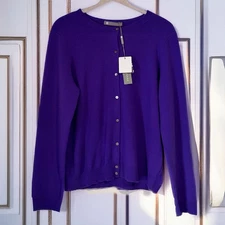 INCASHMERE NWT 100% Cashmere Cardigan in Violet Crush Size XL 