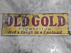Vintage Original 1940s OLD GOLD CIGARETTES Tin Metal Advertising Sign