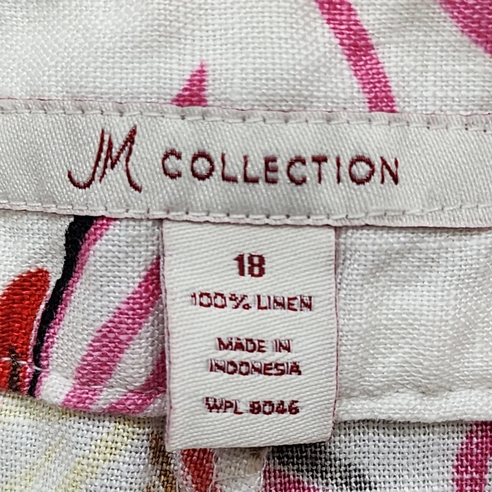 Vintage 90s JM Collection Skirt Womens 18 Multicolor Floral Linen Flare Hem Zip - Image 4 of 4