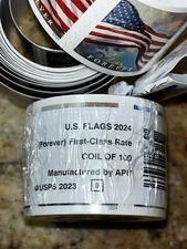 One Roll of 100 US Flags 2024 First Class Mail Stamps New Package, Value $78!