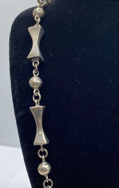 Sterling Silver Modernist Taxco Necklace 88.6g - Image 2 of 4