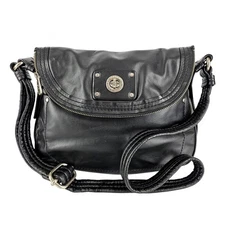 MARC BY MARC JACOBS WOMEN'S BLACK LEATHER CROSSBODY PURSE W/ LOGO LINED INTERIOR