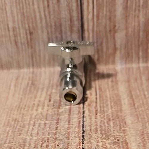  1/4 Turn Angle Stop Valve 3/8" OD x 1/2" PUSH-FIT-Straight Handle (131-03)