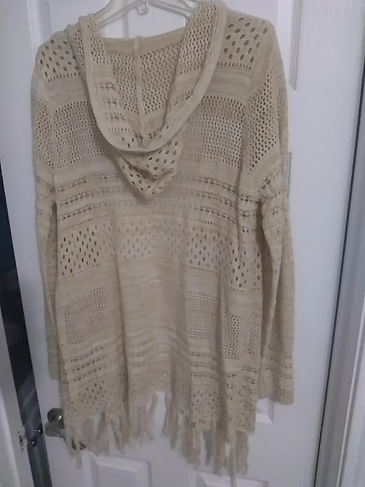 Nuevo-Mujer RUE 21 Beige/Crema Tejido Cárdigan con Flecos Talla: XL  Foto 4 de 4