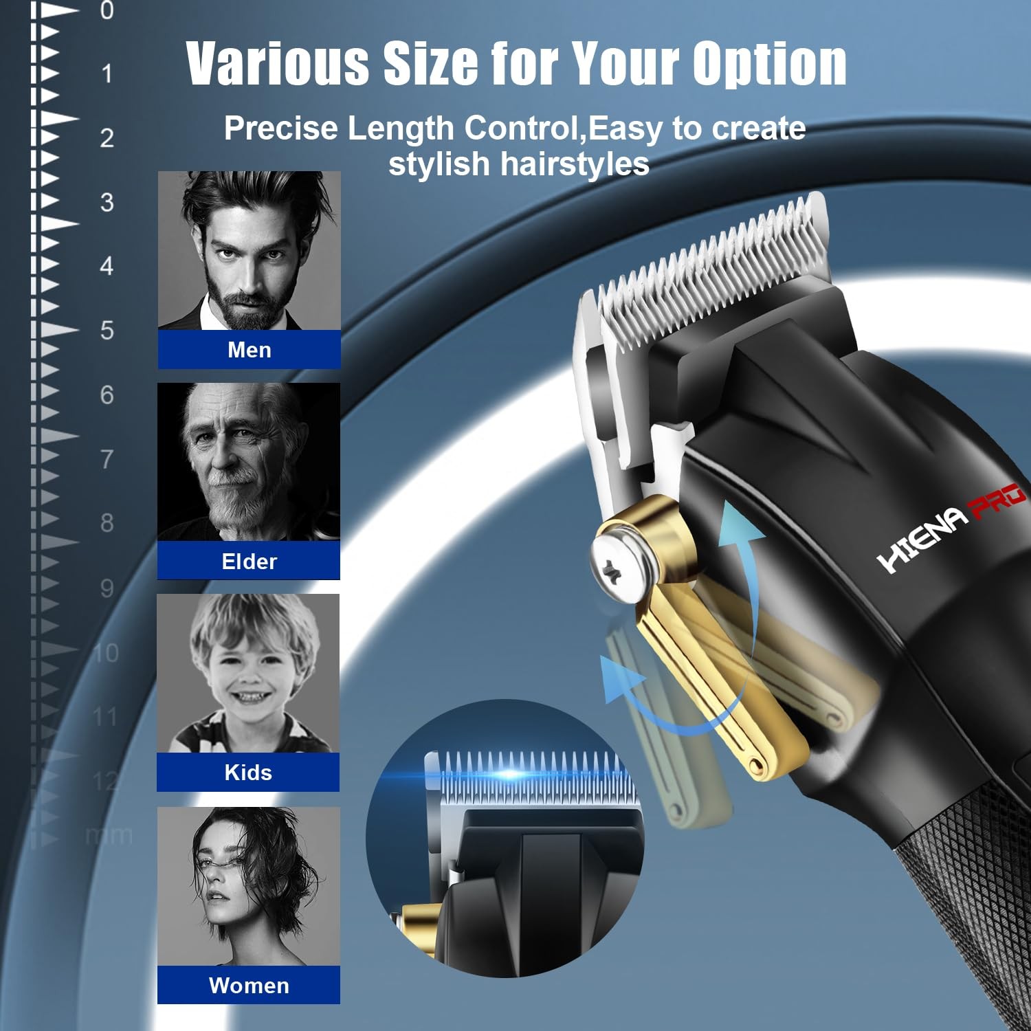 HIENA PRO Hair Clippers for Men, T Liners Trimmer Set, Professional Cordless ...