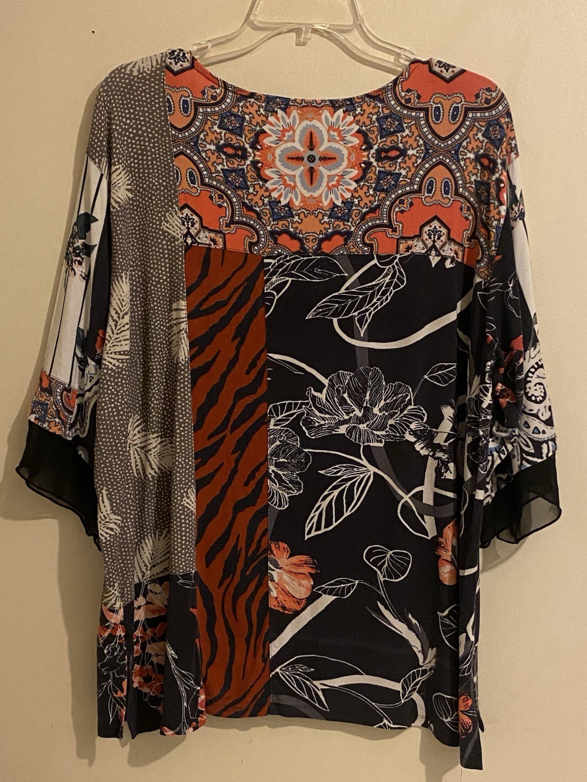 John Mark Mixed Pattern Blouse Size L Lightweight… - image 7