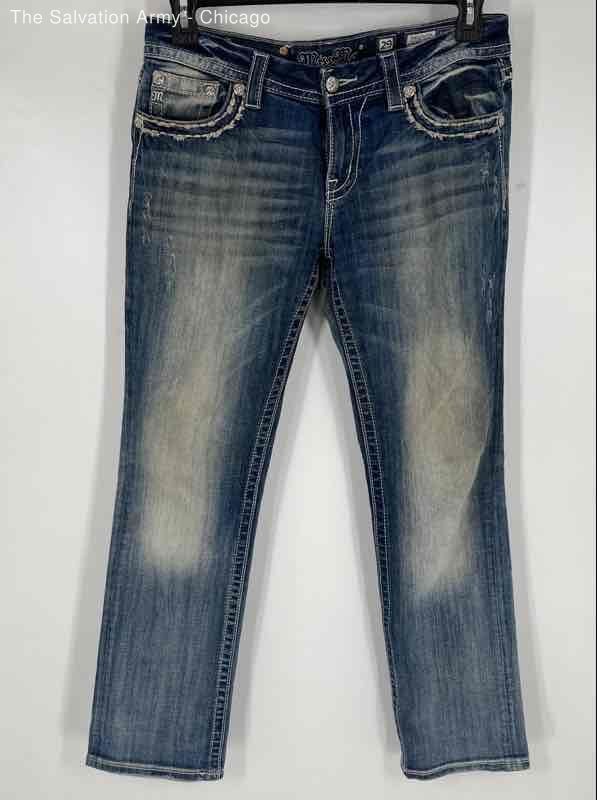 Miss Me Womens Blue Pockets Medium Wash Denim Straight Jeans Size 29