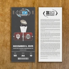 2025 INDIANA BIG TEN Championship Customizable Seat Replica Ticket Stub Any Seat