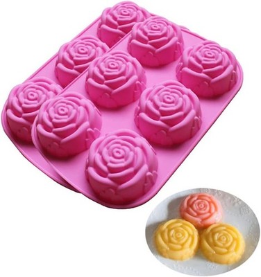 Silicone Mold for Handmade Soap Cake Jelly Pudding Chocolate 6 Cavity Rose