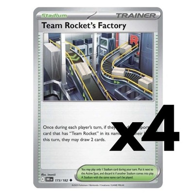 4x Team Rocket's Factory - 173/182 - SV10: Destined Rivals Pokemon Playset x4
