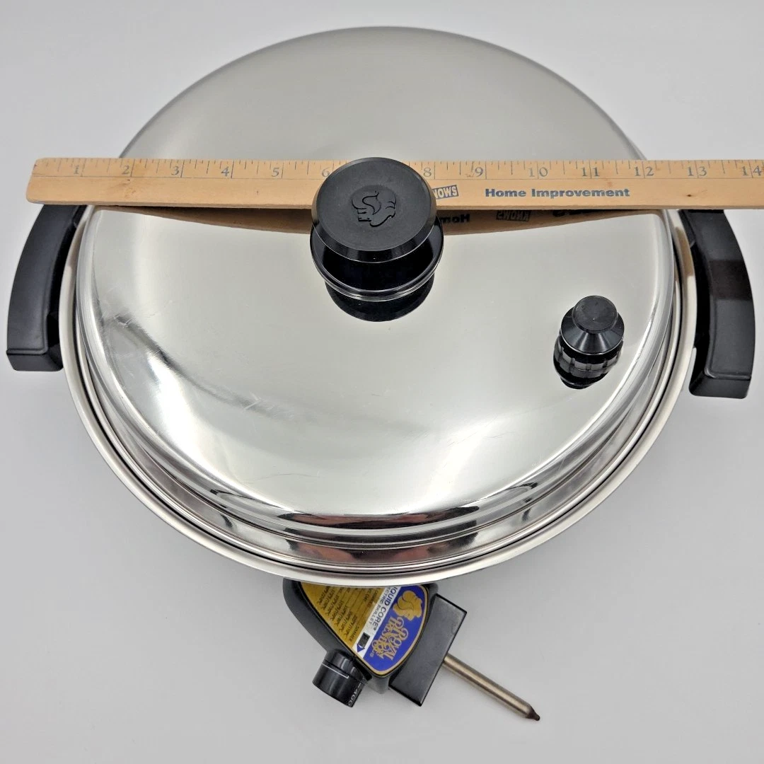 Vintage Royal Prestige 13" Liquid Core Electric Skillet Frying Pan w/ Lid 012OCU