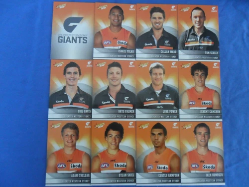 2012 SELECT CHAMPIONS AFL CARDS GREATER WESTERN SYDNEY GIANTS BASIC TEAM SET