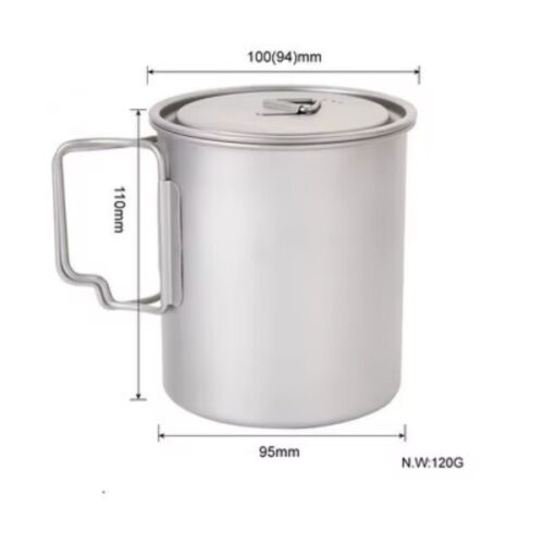 Outdoor Titanium Pot 450ml 550ml 650ml 750ml Picnic Camping Cookware Water Mug - Picture 12 of 16