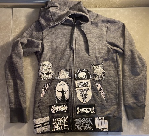Ghost Back Patch Hardcore Punk Thrash Death Metal Hoodie Grindcore Medium Vest - Picture 2 of 13