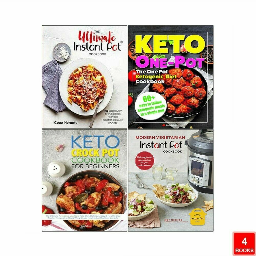 Modern Vegetarian, Ultimate Instant Pot, One Pot, Keto Crock Pot 4 Books Set NEW