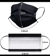 50 Pcs Black 3-Ply Face Mask Disposable Non Medical Surgical Earloop Mouth Cover