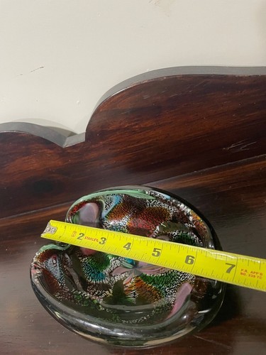 Mid Century Art Murano Cranberry Purple Colorful Tutti-frutti Dish Bowl Ashtray - Picture 7 of 12