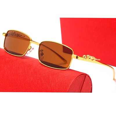 Designer Gold Wire Frame Brown Luxury Leopard Arm Men Women