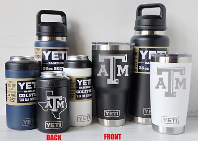 TEXAS A&M AGGIES YETI Laser Engraved Tumblers, Can Colsters and Chug  Bottles | eBay