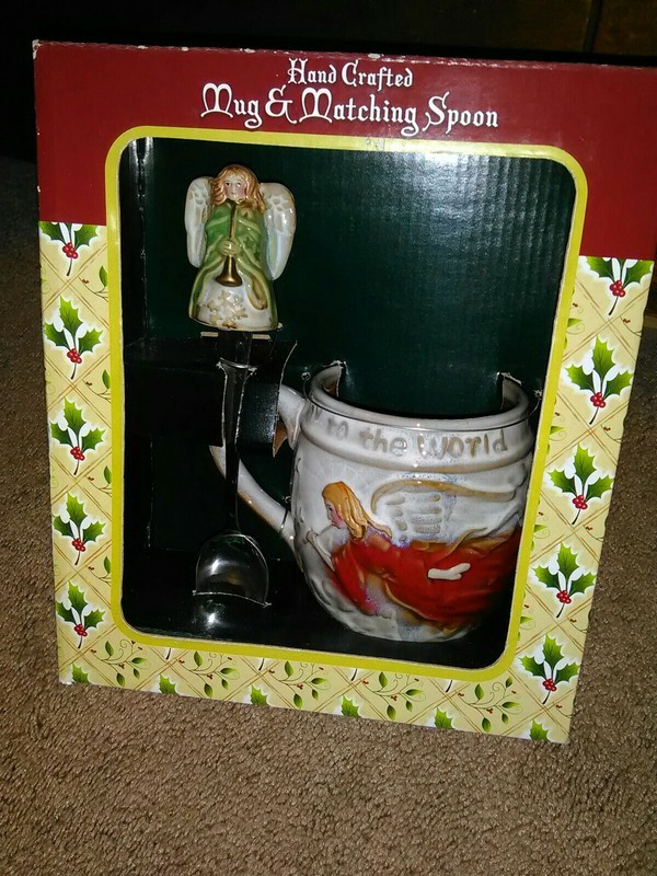 Hand Crafted Christmas Holiday Angel Mug & Matching Spoon Set * Brand New In Box