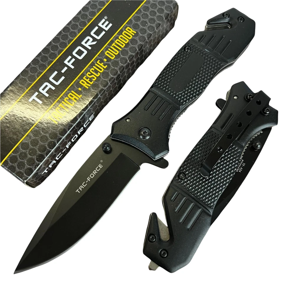 TAC FORCE Mango de Aluminio Asistido por Resorte 3CR13 Negro Acero Inoxidable Táctico Foto 4 de 4