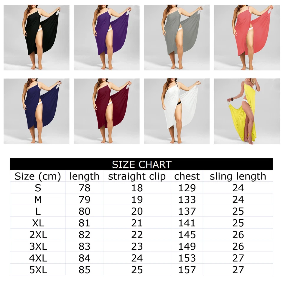Damen Übergröße Bademode Bikini Cover Vertuschung Pareo Wickeltuch Strandkleid - Bild 2 von 4