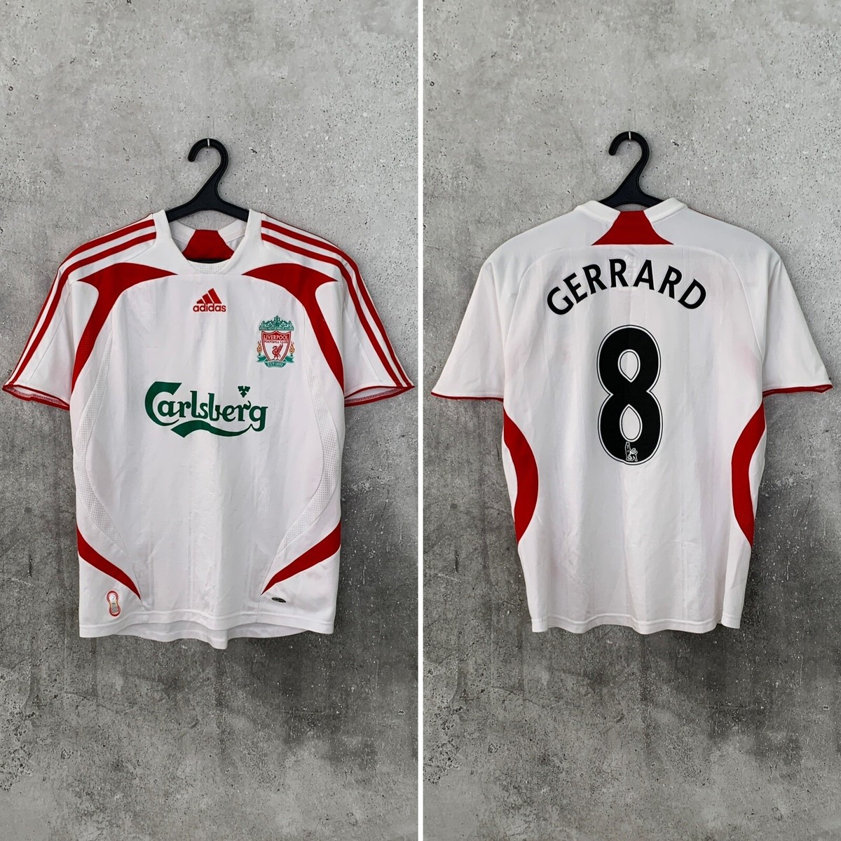 LIVERPOOL 2007 2008 AWAY FOOTBALL SHIRT #8 GERRARD ADIDAS JERSEY