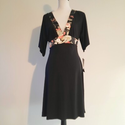Y2K Little Black Dress A-line With Plunging V-neck Back Tie Size Large