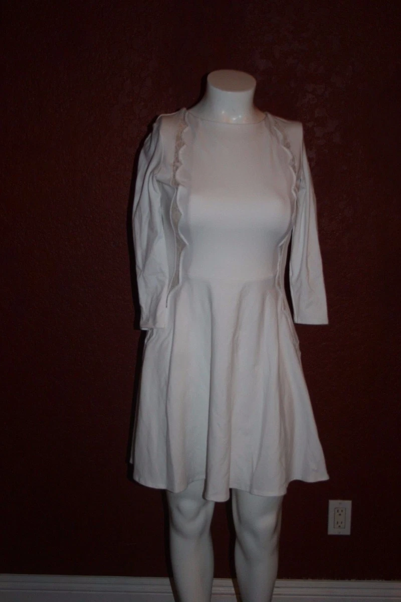 250 NWT DAVID LERNER NEW YORK DRESS WHITE LONG SLEEVE SIZE L eBay