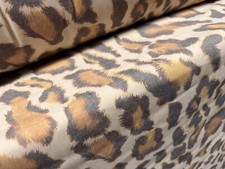 Cotton Blend Woven Dress Fabric, Per Metre - Leopard Print - Stone & Amber