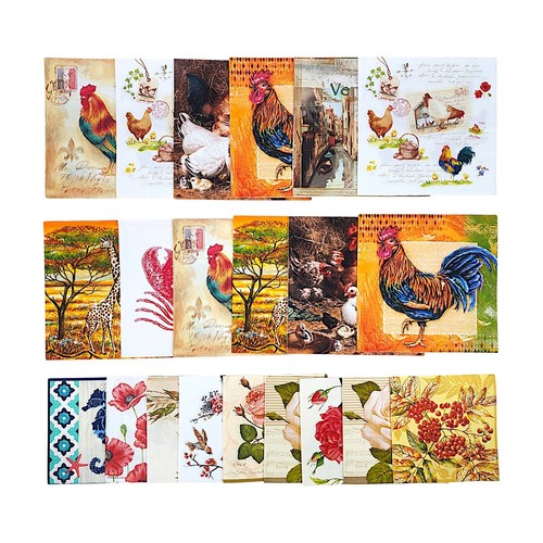 Mixed Lot Of 21 Decoupage Napkins For Crafting Venice Rooster Chickens Giraffe